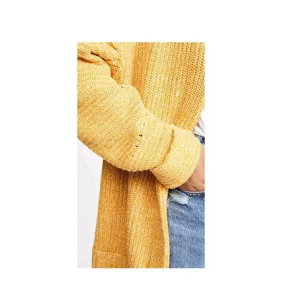 Free People Womens Dark Yellow Chunky Knit High Hopes Cardigan Sweater XS - Picture 5 of 10